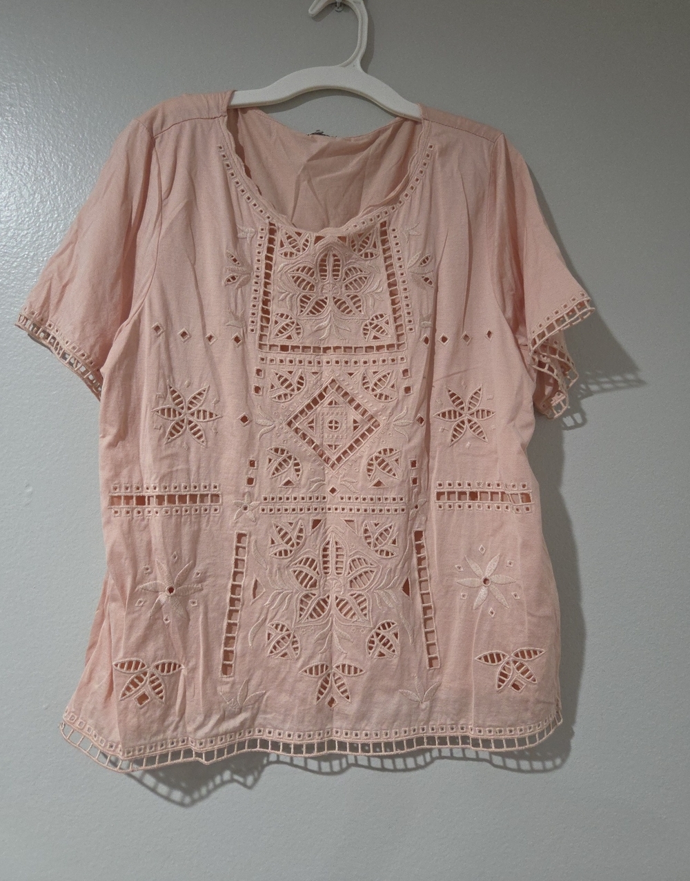 J. Crew Blush Pink Embroidered Eyelet Tunic